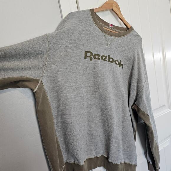 Vintage Reebok Sweatshirt Mens 3X Tan Gray Streetwear 90s Retro Skater Relaxed - Picture 4 of 9